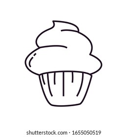 Cupcake line style icon design, Muffin dessert sweet bakery sugar pastry and food theme Vector illustration