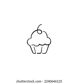 Cupcake Line Style Icon Design