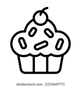 cupcake line style icon, vector icon can be used for mobile, ui, web