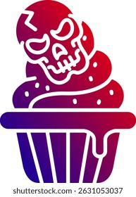 Diseño de icono de Vector de línea Cupcake