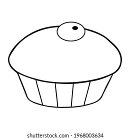 cupcake line vector illustration,
isolated on white background.top view