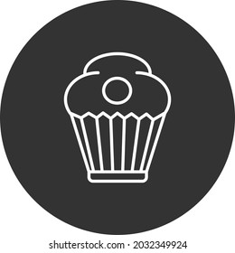 Cupcake Linear Circle Filled Vector Icon Design