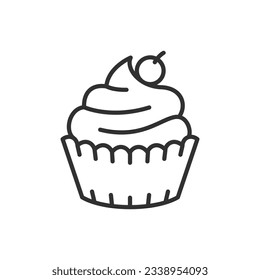 Cupcake, linear icon, dessert. Line with editable stroke