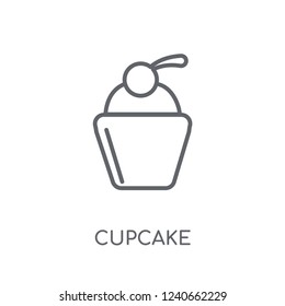 Cupcake linear icon. Modern outline Cupcake logo concept on white background from Birthday party and wedding collection. Suitable for use on web apps, mobile apps and print media.