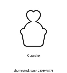 Cupcake linear icon vector on white background. Black icon illustration