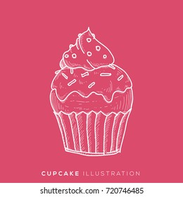 Cupcake Lineart Vector Illustration