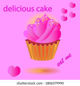 cupcake is located on a pink background