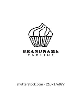 cupcake logo cartoon icon design template black modern isolated cute illustration