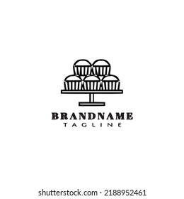 diseño de iconos de dibujos animados del logotipo de cupcake ilustración vectorial negro moderno
