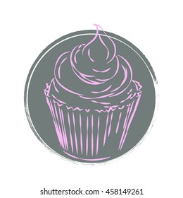 cupcake logo with cream drawn by hand