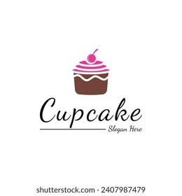Cupcake logo design idea vector template