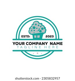 Cupcake logo design template. Bakery and pastry shop logotype.