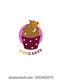 Cupcake logo design template. Bakery Logo, Pastry Logo, Vector Illustration