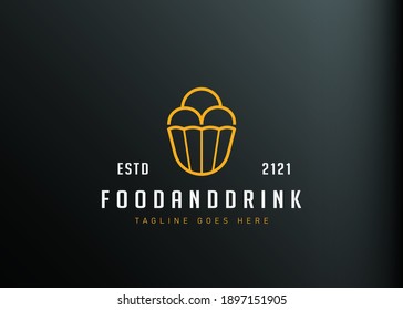Cupcake logo design. Vector illustration of abstract cup cake monoline design. Vintage logo design vector line icon template