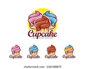 Cupcake logo design vector illustration