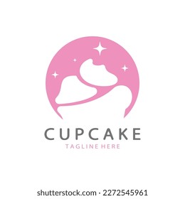 Modelo de ilustración vectorial de diseño de logotipo de torta de cupo. Icono de panadería de tortas de café.tienda de pasteles,tienda de pastelería ,vector