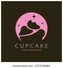 Modelo de ilustración vectorial de diseño de logotipo de torta de cupo. Icono de panadería de tortas de café.tienda de pasteles,tienda de pastelería ,vector