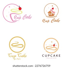 Cupcake Logo design vector illustration template. Cupcake bakery icon.cake store,caker shop ,vector