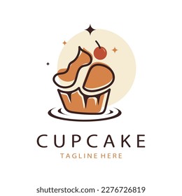 Cupcake Logo design vector illustration template. Cupcake bakery icon.cake store,caker shop ,vector