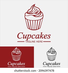 Cupcake Logo design vector template. Cupcakes bakery icon.