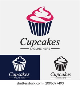 Cupcake Logo design vector template. Cupcakes bakery icon.