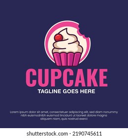 Cupcake Logo Design Vector Template, Sweet Shop Logo, Pastry Shop, Bakery, Baked Fresh Muffin Graphic Template.