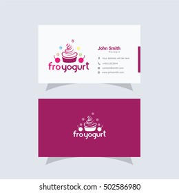 Cupcake Logo, Ice Cream And Yogurt Vector Design, Cupcake Business Card