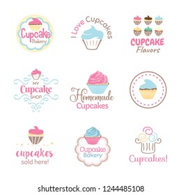 Cupcake Logo Icon Banner Design Set