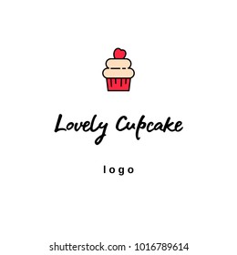 Cupcake logo, icon, flat symbol. Colorful muffin, best for branding, mobile app, UI design