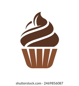 Icono de logotipo de cupcake cupcake aislado en Ilustración vectorial de fondo blanco.