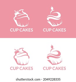 Cupcake Logo Icon. Set of vector bakery logos. labels, badges and design elements
