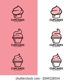 Cupcake Logo Icon. Set of vector bakery logos. labels, badges and design elements