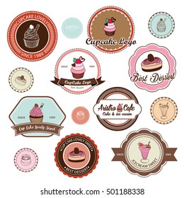 cupcake logo set