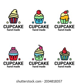 cupcake logo set. Retro cake labels, logos, badges, icons, objects and elements. Fait to your restaurant or cafe