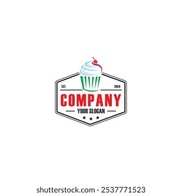 Logotipo de cupcake, logotipo de pastel dulce
