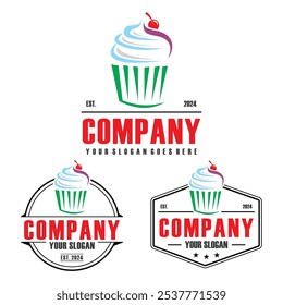 Logotipo de cupcake, logotipo de pastel dulce