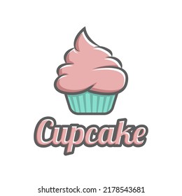cupcake logo template for bakery and pastry shop on isolated background