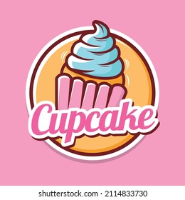 Cupcake logo template with illustration of cupcake image 