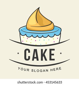 CupCake Logo Vector illusration . Design element for restaurant menu illustration or for logotype . 