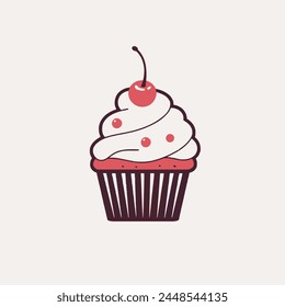 Cupcake Logo Vector Illustration Bakery, Dessert, Sweet, Food, Icon.