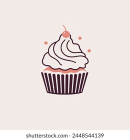 Cupcake Logo Vector Illustration Bakery, Dessert, Sweet, Food, Icon.