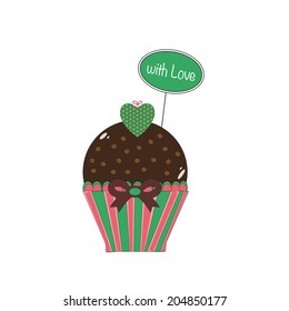 Cupcake with love. green