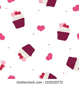 Cupcake of love. Happy valentine's day. Vector illustration.