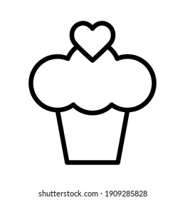 cupcake with love, valentine vector illustration, isolated on white background