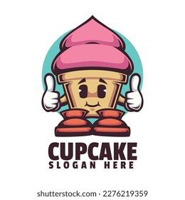 Cupcake Mascot Logo Design Vektor