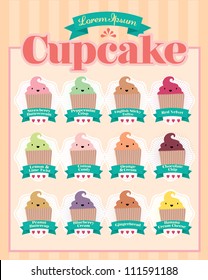 cupcake menu template vector/illustration