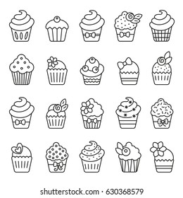 cupcake monochrome icons