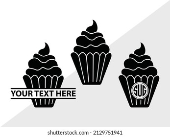 Cupcake Monogram Printable Vector Illustration svg