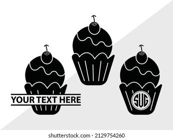 Cupcake Monogram Printable Vector Illustration
