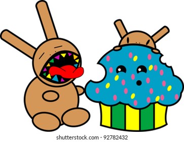 Cupcake monster illustration
